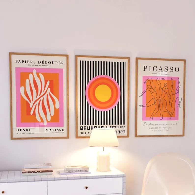 Home Decor Reviews - 3 piezas de arte moderno naranja