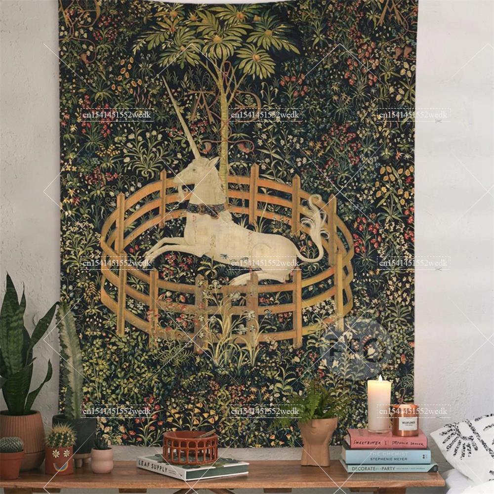 Home Decor Medieval - Tapiz de pared de Unicornio en