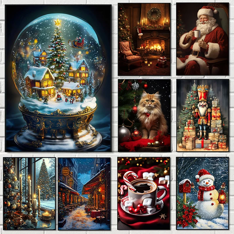 Watercolor Poster Print - Póster de regalo de Navidad tradicional