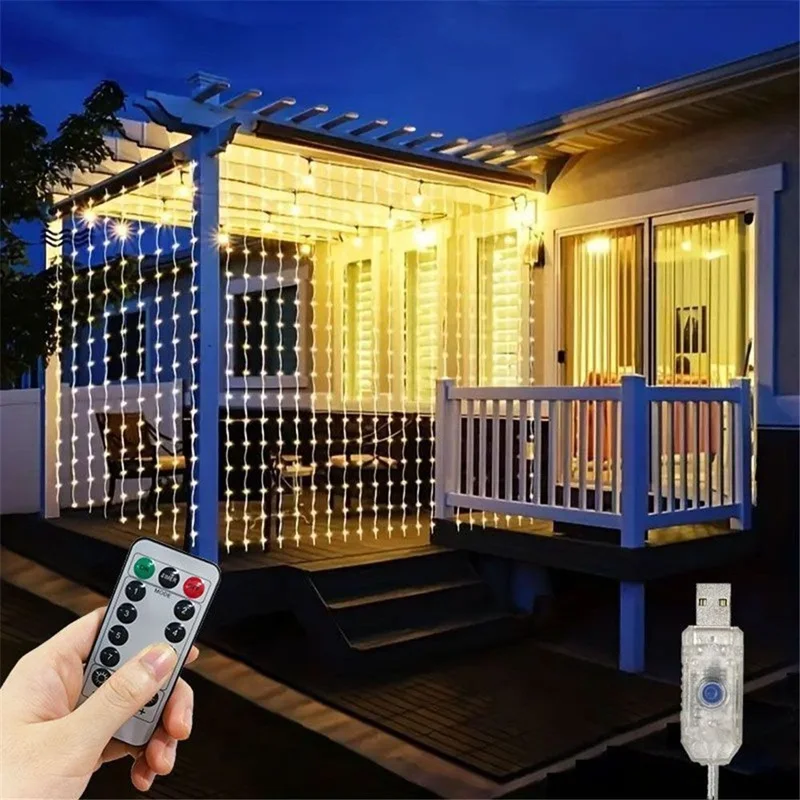 6x3M LED USB cortina cadena lu - String Curtain Light reseña y precio