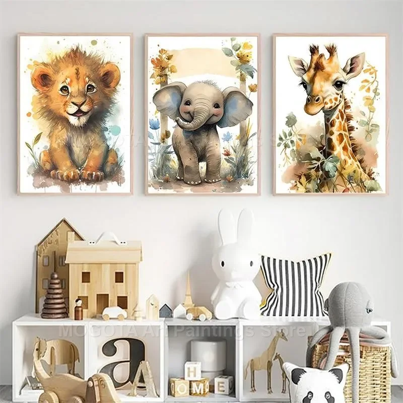 Acuarela León jirafa Tigre ele - Watercolor Poster Print reseña y precio